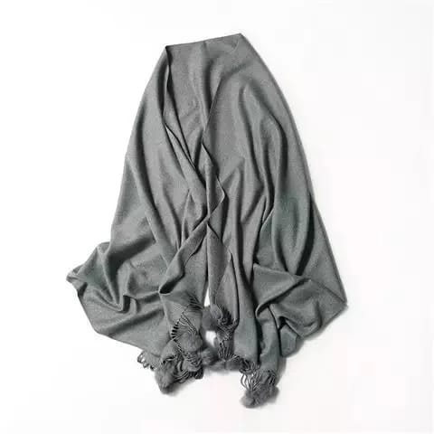 Solid Colour Soft Pom Pom Cashmere Shawl